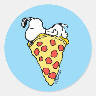 Snoopy   Sleepy Pizza Slice Classic Round Sticker