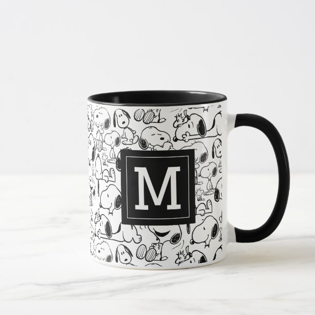 Snoopy Smile Giggle Laugh | Add Your Monogram Mug (Right)