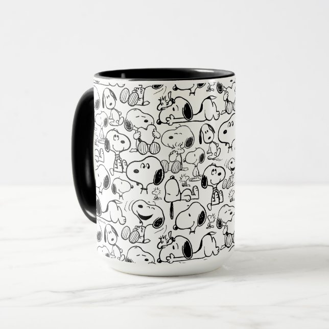 Snoopy Smile Giggle Laugh Pattern Mug (Front Left)