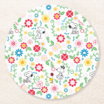 Snoopy So Sweet Flower Pattern Round Paper Coaster<br><div class="desc">Take a look at this super cute design featuring Snoopy in a bright,  floral garden pattern.</div>