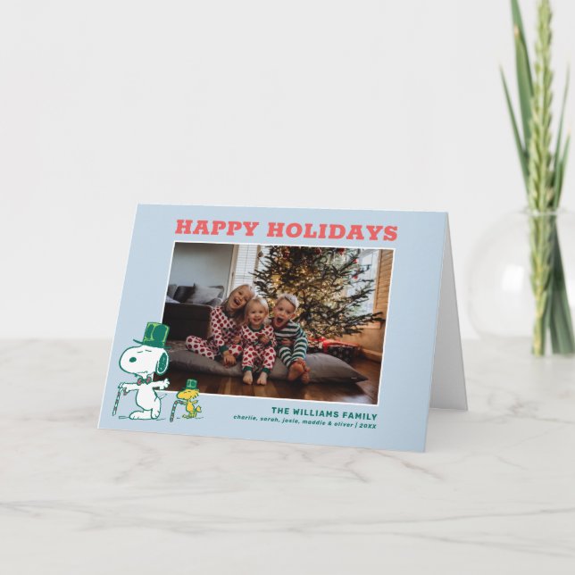 Snoopy Top Hat Peppermint Candy Holiday Card (Front)