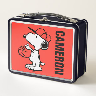 Snoopy Varsity Sports Baseball Metal Lunch Box