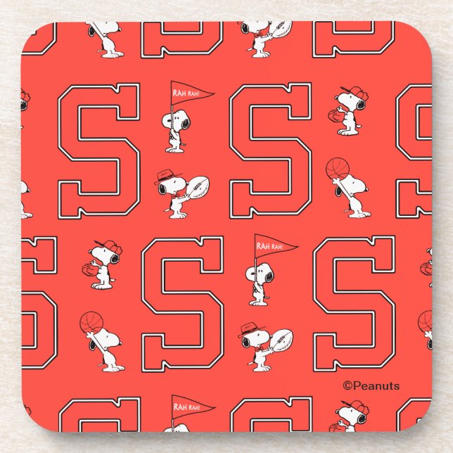 Snoopy Varsity Sports Pattern Coaster (Front)