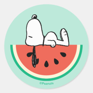 Snoopy Watermelon Dreams Classic Round Sticker