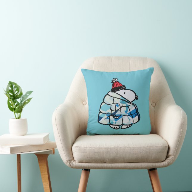 Snoopy Winter Gem Puffer Jacket Throw Pillow (Chair)