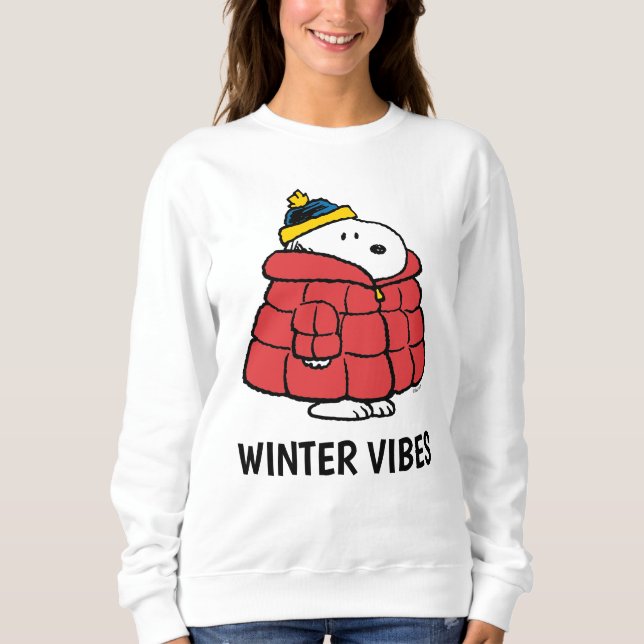 Snoopy Winter in Puffer Coat Sweatshirt (Front)