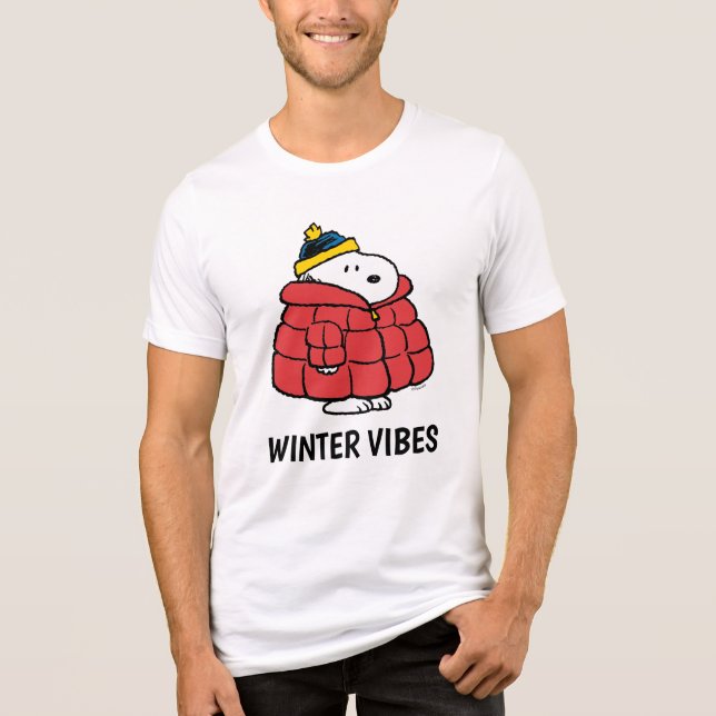 Snoopy Winter in Puffer Coat Tri-Blend Shirt (Front)