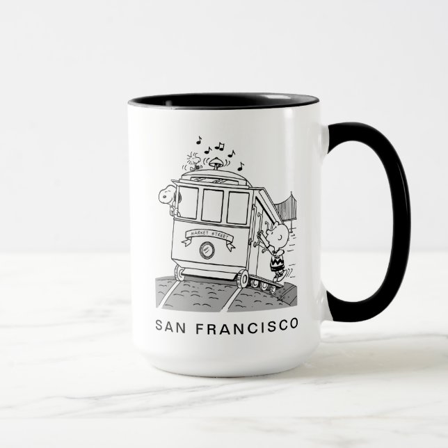 Snoopy, Woodstock, & Charlie Brown on a Trolley Mug (Right)