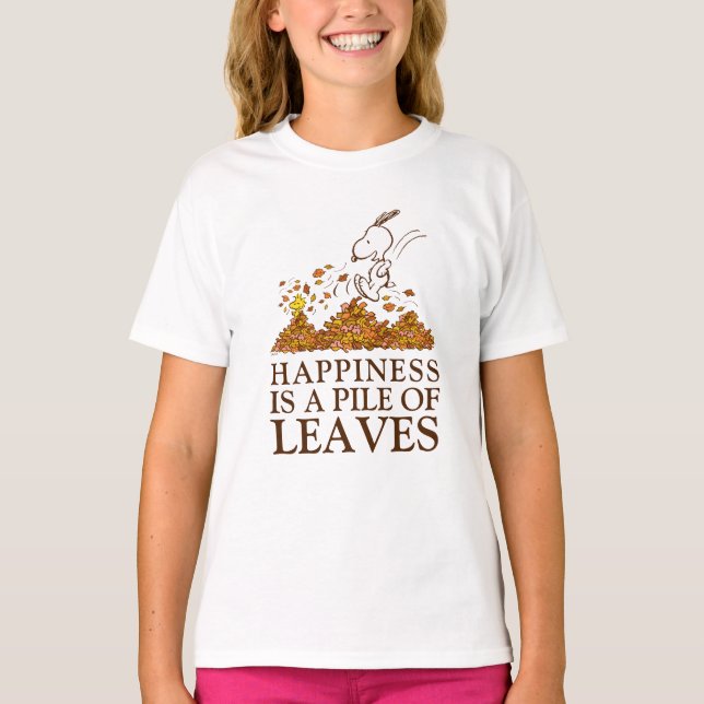 Snoopy & Woodstock Fall Leaves T-Shirt (Front)