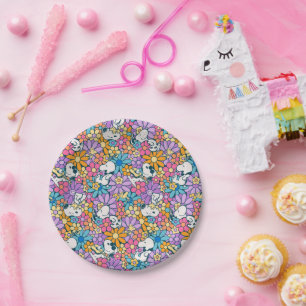 Snoopy & Woodstock Flower Pattern Paper Plate