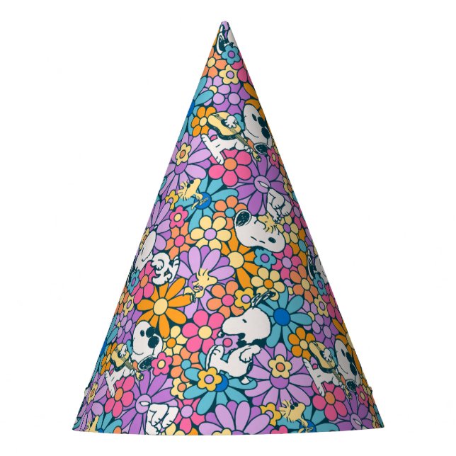 Snoopy & Woodstock Flower Pattern Party Hat (Front)