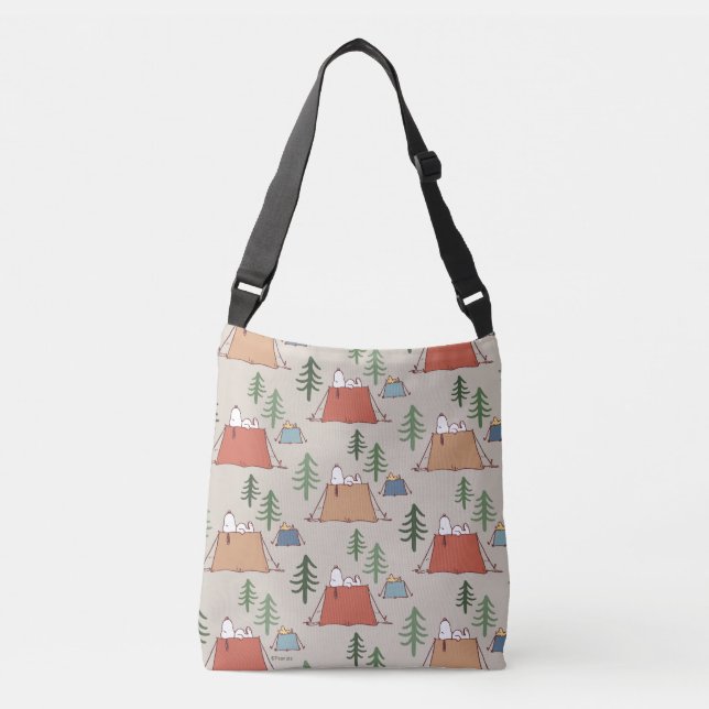 Snoopy & Woodstock Go Camping Pattern Crossbody Bag (Front)