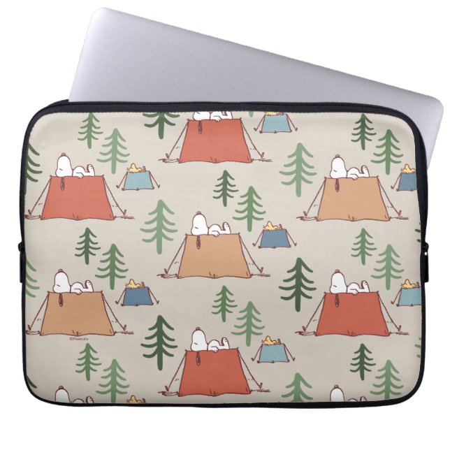 Snoopy & Woodstock Go Camping Pattern Laptop Sleeve (Front)