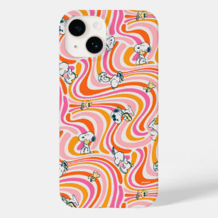 Snoopy & Woodstock Groovy Vibes Orange Pattern Case-Mate iPhone 14 Case