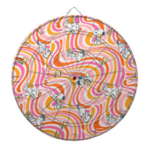 Snoopy & Woodstock Groovy Vibes Orange Pattern Dartboard