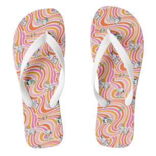 Snoopy & Woodstock Groovy Vibes Orange Pattern Jandals