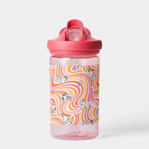 Snoopy & Woodstock Groovy Vibes Orange Pattern Water Bottle
