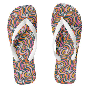 Snoopy & Woodstock Groovy Vibes Purple Pattern Jandals