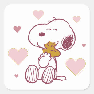Snoopy & Woodstock - Love is Snuggles & Cuddles Square Sticker