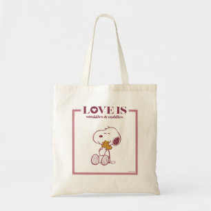 Snoopy & Woodstock - Love is Snuggles & Cuddles Tote Bag