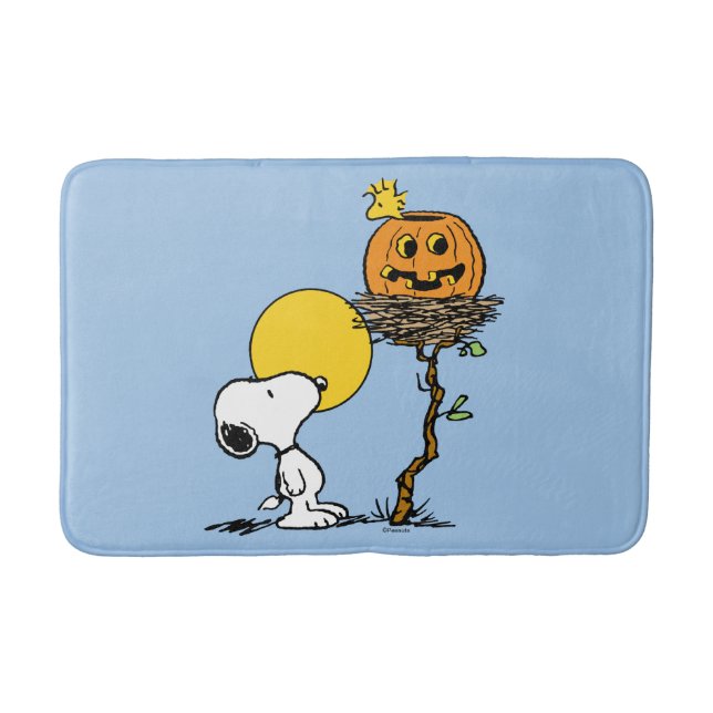 Snoopy & Woodstock Nest With Jack O' Lantern Bath Mat (Front)