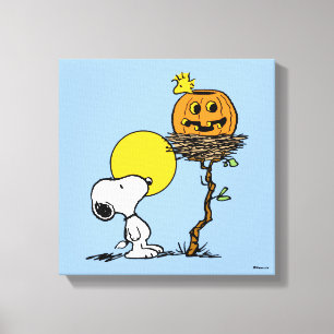 Snoopy & Woodstock Nest With Jack O' Lantern Canvas Print