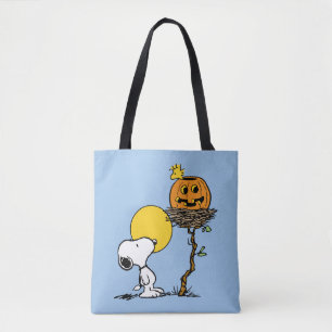 Snoopy & Woodstock Nest With Jack O' Lantern Tote Bag