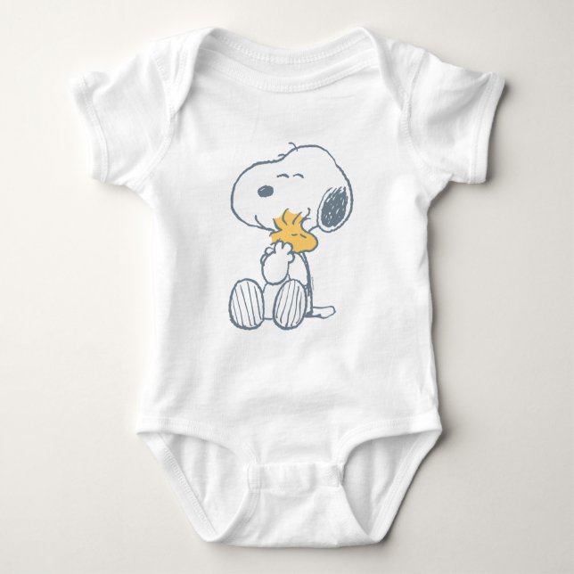 Snoopy & Woodstock | Over the Moon Baby Shower Baby Bodysuit (Front)