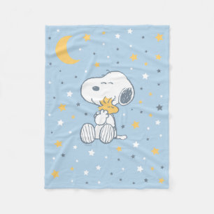 Snoopy & Woodstock Over the Moon Baby Shower Fleece Blanket