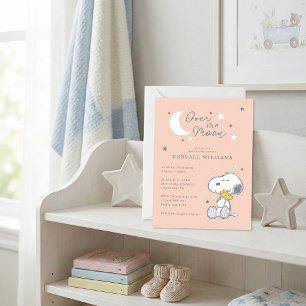 Snoopy & Woodstock   Over the Moon Baby Shower Invitation