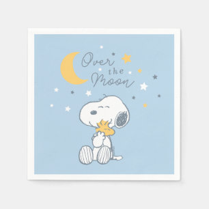 Snoopy & Woodstock Over the Moon Baby Shower Nap Napkin