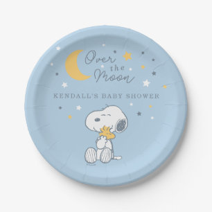 Snoopy & Woodstock Over the Moon Baby Shower Pap Paper Plate