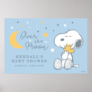Snoopy & Woodstock Over the Moon Baby Shower Pos Poster