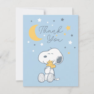 Snoopy & Woodstock Over the Moon Baby Shower Tha Thank You Card