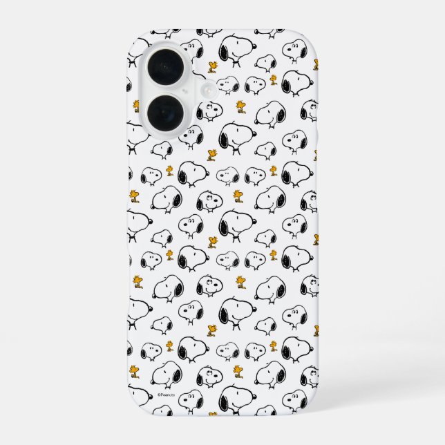 Snoopy & Woodstock Pattern iPhone 16 Case (Back)