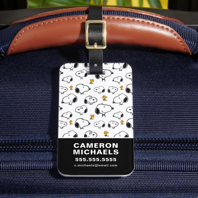 Snoopy & Woodstock Pattern Luggage Tag (Front Insitu 2)