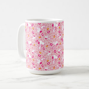 Snoopy & Woodstock Pink Hearts Pattern Coffee Mug