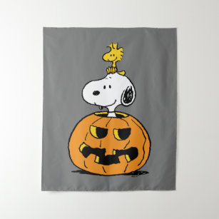Snoopy & Woodstock Pumpkin Tapestry