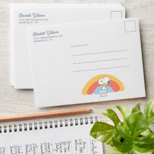 Snoopy & Woodstock Rainbow Baby Shower Envelope