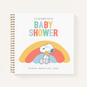 Snoopy & Woodstock Rainbow Baby Shower Guest List Notebook