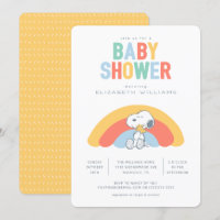 Snoopy & Woodstock Rainbow Baby Shower Invitation