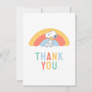 Snoopy & Woodstock Rainbow Baby Shower Thank You Card