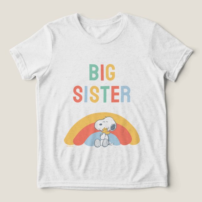 Snoopy & Woodstock Rainbow Baby Shower Tri-Blend Shirt (Design Front)