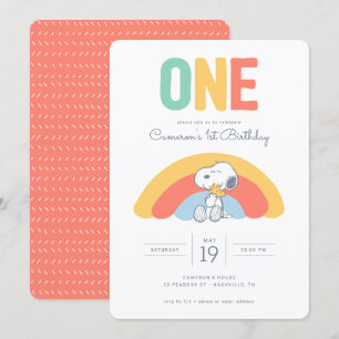 Snoopy & Woodstock Rainbow Birthday Invitation