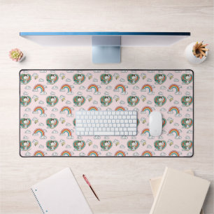 Snoopy & Woodstock Rainbow Heart Pattern Desk Mat
