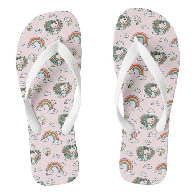 Snoopy & Woodstock Rainbow Heart Pattern Jandals (Footbed)