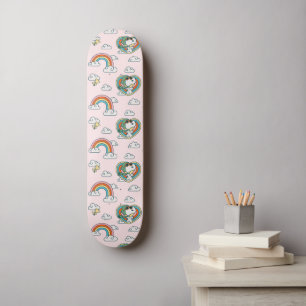 Snoopy & Woodstock Rainbow Heart Pattern Skateboard