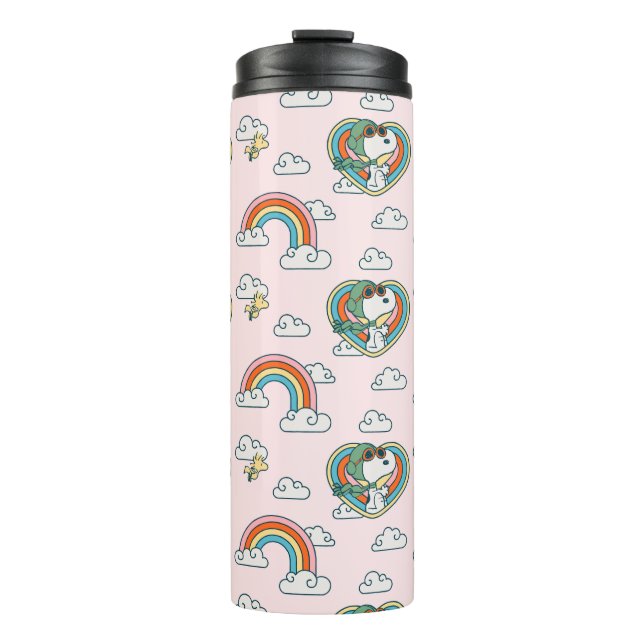 Snoopy & Woodstock Rainbow Heart Pattern Thermal Tumbler (Front)