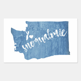 Snoqualmie Washington Wood Grain Rectangular Sticker