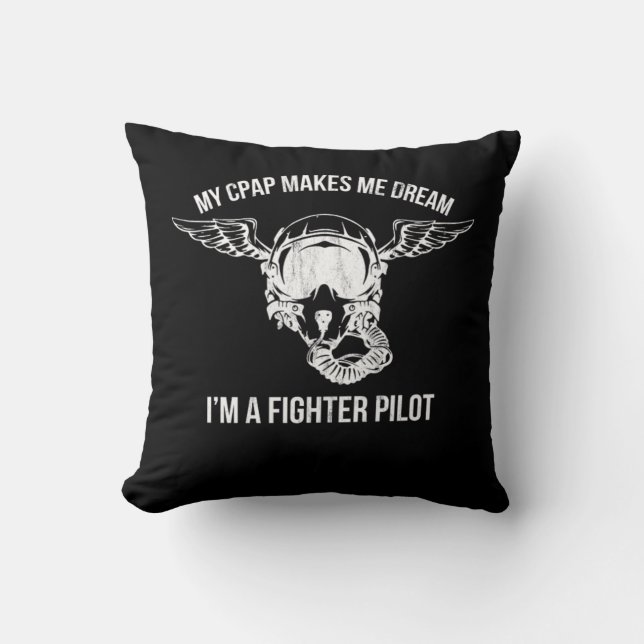 Snoring Cpap As A Fighter Pilot Mask Funny  Cushion (Front)